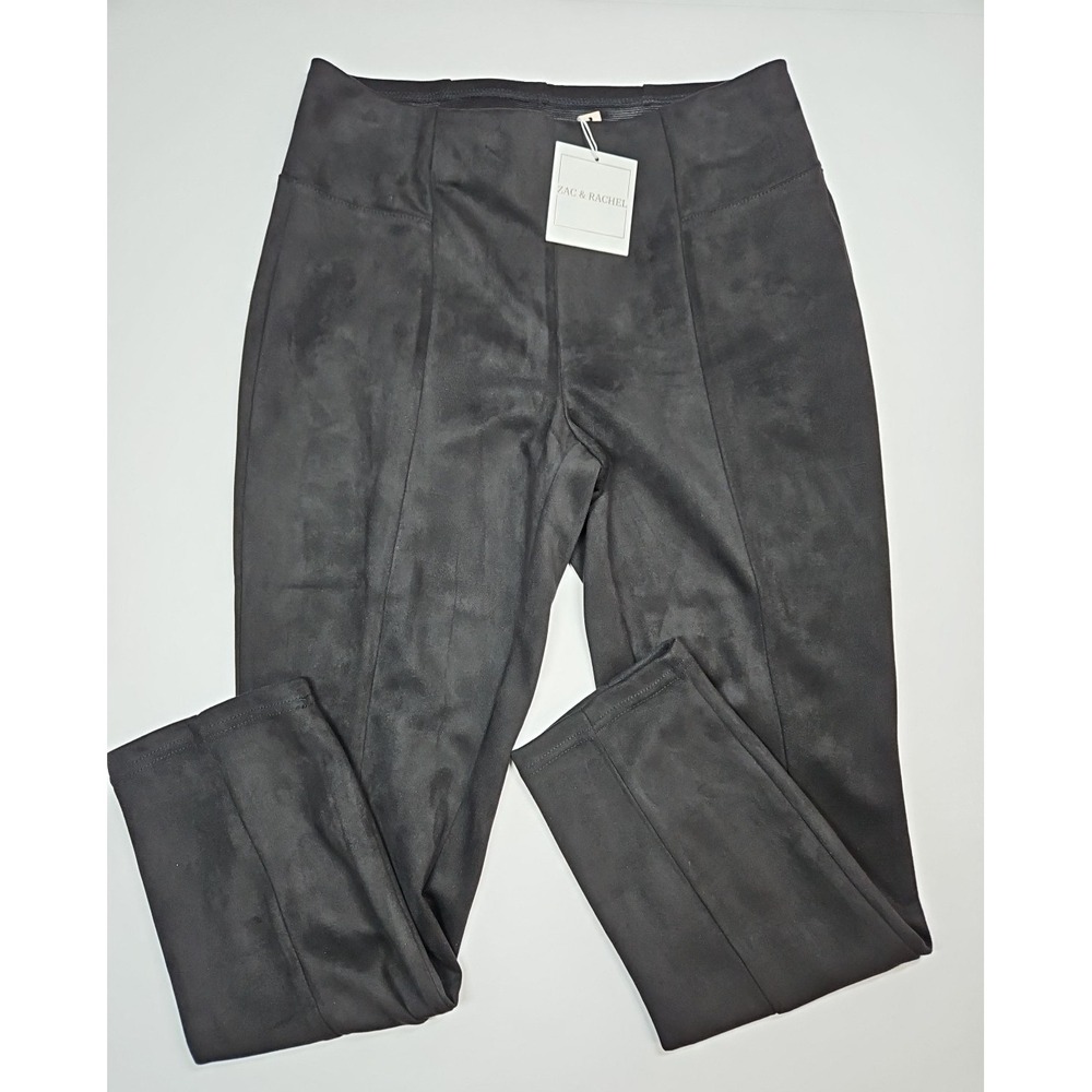 Zac & Rachel Womens Black Faux Suede Slim Ankle Pants Size Medium NWT